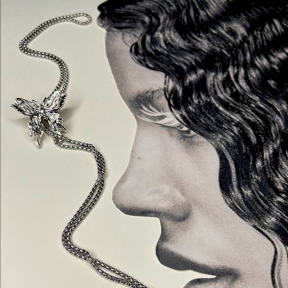 Adjustable Silver Butterfly Necklace Qty 2 per Order